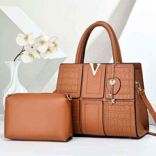 Damen Handtasche mit eleganter Kroko-Prägung und abnehmbarer Kosmetiktasche Nord Taschen