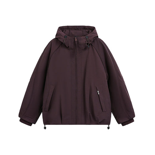 Damen Oversized wattierte Kapuzenjacke mit Raglanärmeln und Kordelzug Nord Taschen