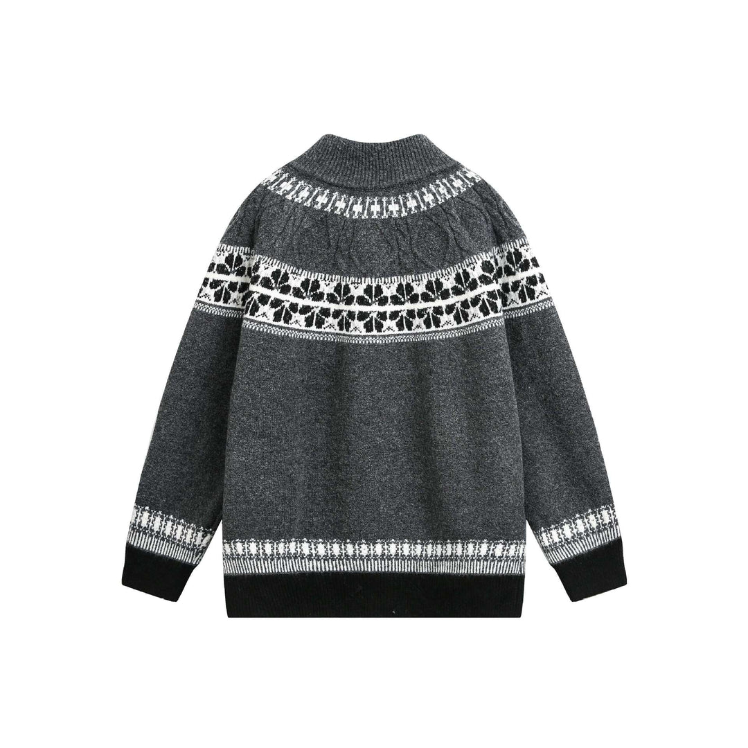 Damen Strick-Zipjacke im Norweger‑Muster mit hohem Stehkragen Nord Taschen
