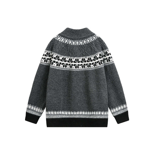 Damen Strick-Zipjacke im Norweger‑Muster mit hohem Stehkragen Nord Taschen