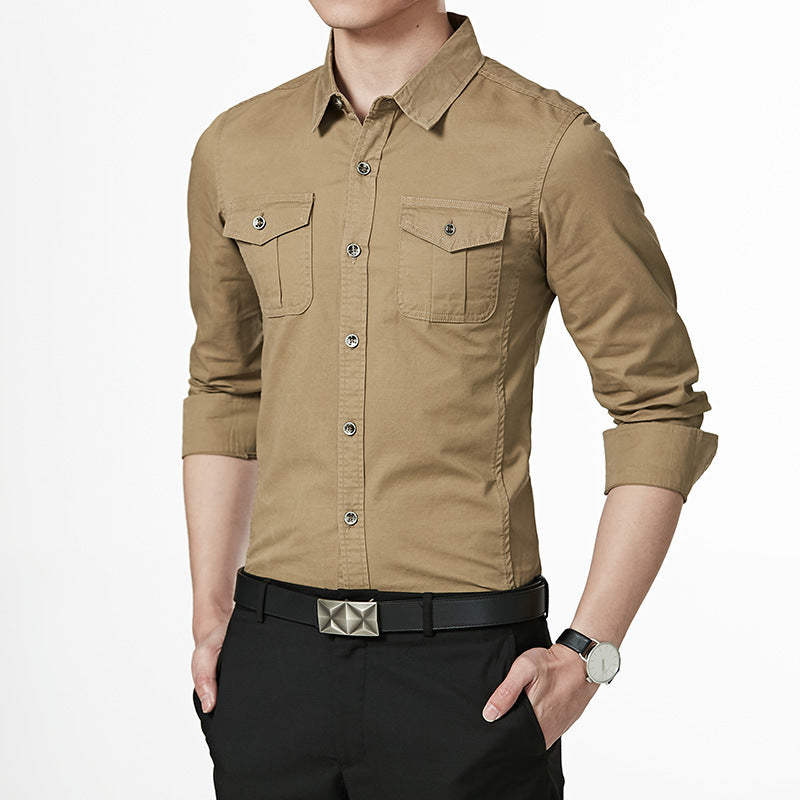 Herren Slim-Fit Oxford-Hemd mit Brustklappen und Kentkragen Nord Taschen