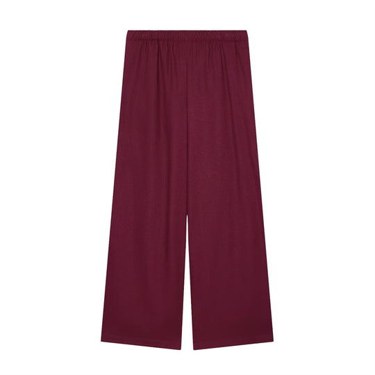 Damen Weite Palazzo-Hose mit elastischem Bund und fließendem Leinenmix Nord Taschen