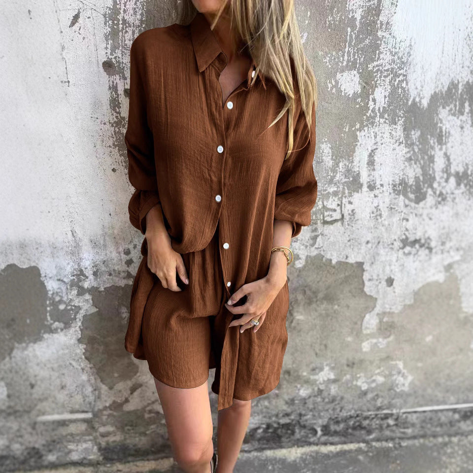 Damen Langärmlige Hemdbluse im Oversize-Stil mit Knopfleiste