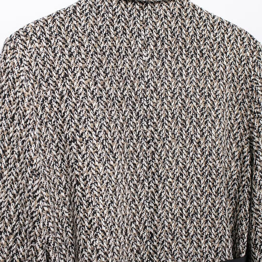 Damen Midilanger Bouclé-Tweed-Blazerjacke mit Lederimitat‑Gürtel Nord Taschen