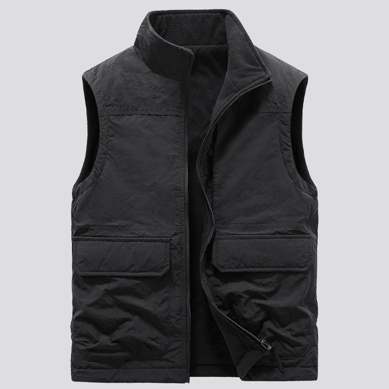 Herren Outdoor-Utilityweste mit Fleece-Innenlage, hohem Stehkragen und Frontklappentaschen Nord Taschen