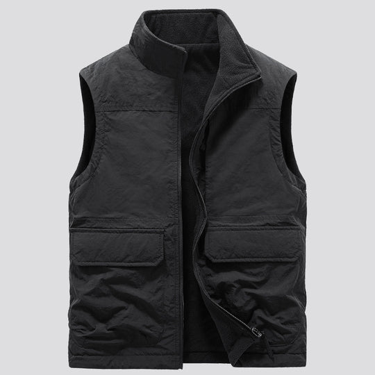 Herren Outdoor-Utilityweste mit Fleece-Innenlage, hohem Stehkragen und Frontklappentaschen Nord Taschen
