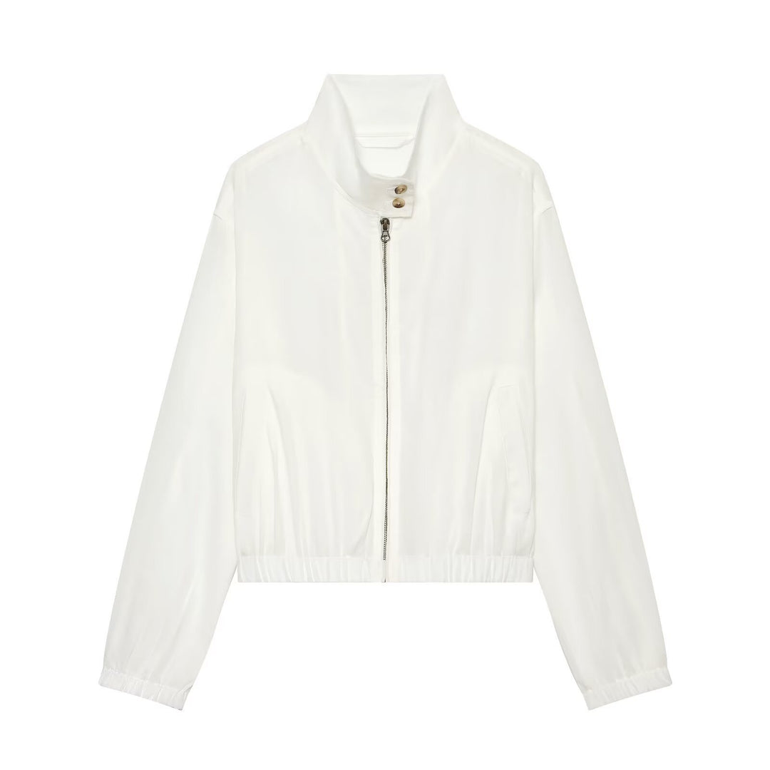 Damen Kurzerblouson im minimalistischen Clean‑Look mit hohem Stehkragen und elastischem Bund Nord Taschen