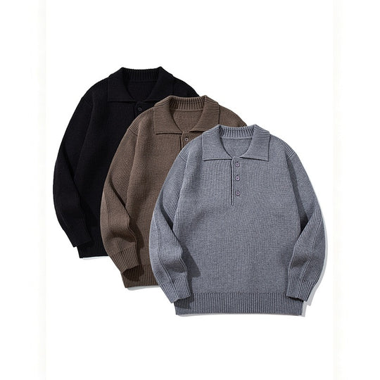 Herren Feinstrick-Polo-Pullover mit Hemdkragen, Knopfleiste und geripptem Saum Nord Taschen