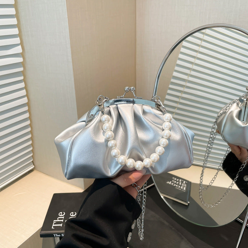 Damen elegante Umhängetasche mit Perlenakzenten und glänzendem Verschluss Nord Taschen