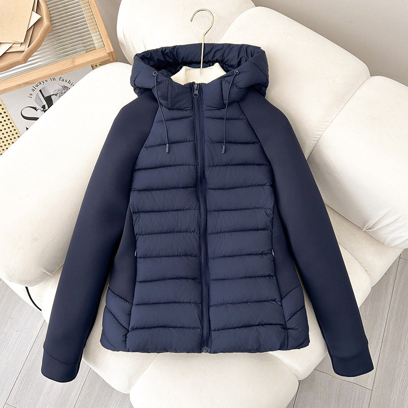 Damen nan gesteppte Hybridjacke mit Kapuze, Softshell-Ärmeln und leichter Thermoisolierung Nord Taschen