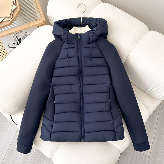 Damen nan gesteppte Hybridjacke mit Kapuze, Softshell-Ärmeln und leichter Thermoisolierung Nord Taschen