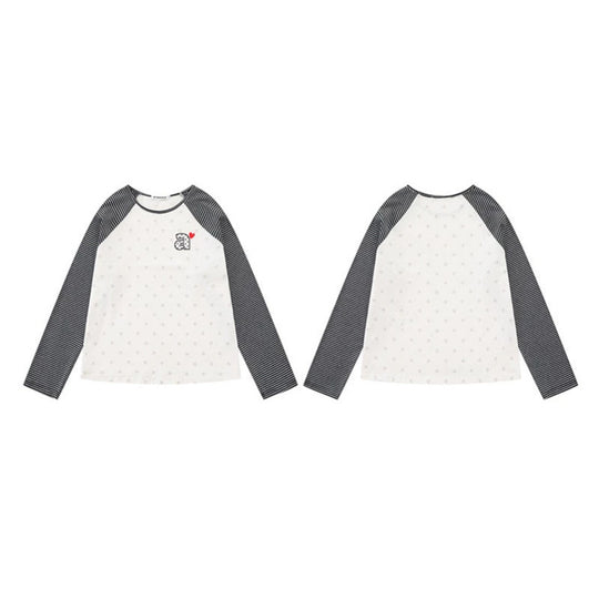 Damen Raglan-Langarmshirt mit gestreiften Ärmeln, Sternen-Allover und Buchstaben-Applikation Nord Taschen