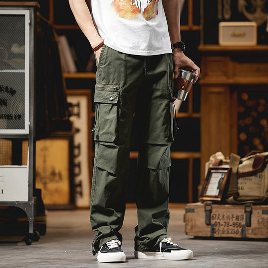 Herren Lockere Baumwoll‑Cargo‑Hose mit Tunnelzugbund, Knieabnähern und Multifunktionsklappen Nord Taschen