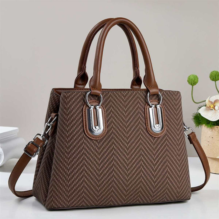 Damen elegante Handtasche mit modernem Zickzack-Muster und abnehmbarem Schulterriemen Nord Taschen