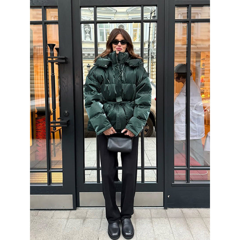 Damen Stepp-Winterjacke mit Taillenkordel und hohem Stehkragen Nord Taschen
