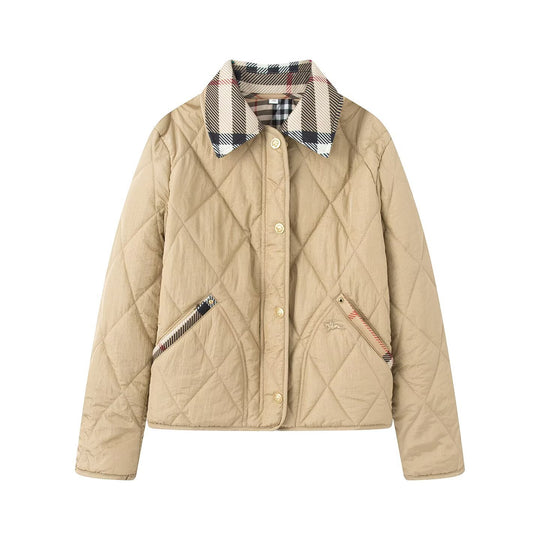 Damen Steppjacke mit karierter Kragen- und Taschenblende Nord Taschen