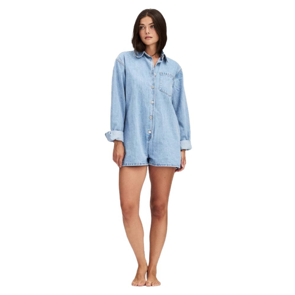 Damen Jeans-Overall mit Kurzarm und praktischen Taschen