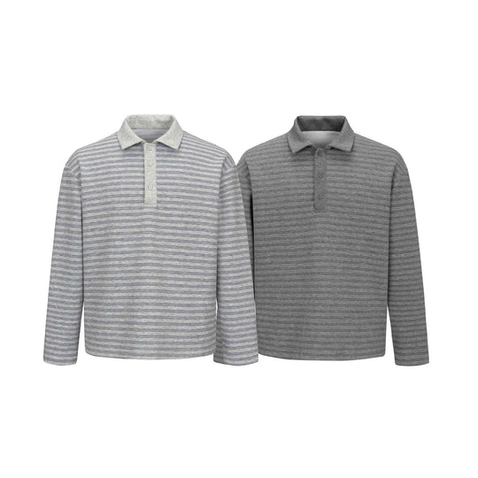 Herren Langarm-Polohemd im Relaxed‑Fit mit feinem Streifenstrick Nord Taschen