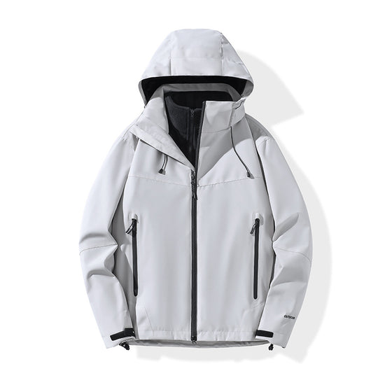 Herren Softshell-Hybridjacke mit Kapuze, getapten Reißverschlüssen und verstellbarem Saum Nord Taschen