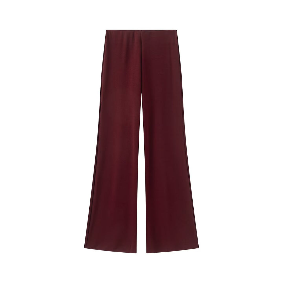 Damen Weite Satinhose mit hoher Taille und fließender Wide‑Leg‑Silhouette Nord Taschen