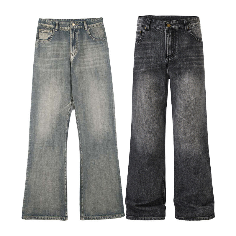 Herren Relaxed-Straight Denim-Jeans mit extra langem Saum und Vintage-Finish Nord Taschen