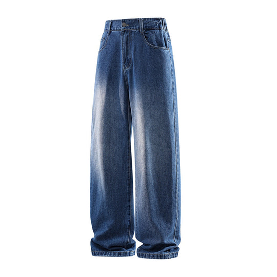 Damen Weite High‑Waist Baggy‑Jeans mit elastischem Bund und Used‑Look Nord Taschen