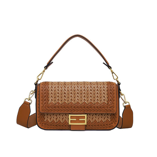 Damen Umhängetasche mit geflochtenem Design und goldenen Akzenten Nord Taschen