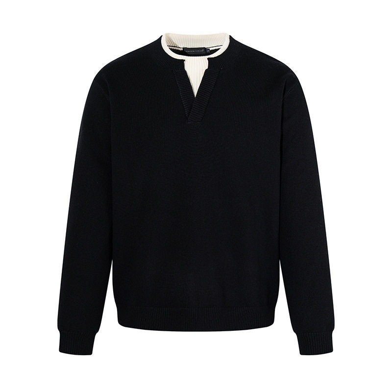 Herren Feinstrick-Pullover mit V‑Schlitzkragen und Rippabschluss Nord Taschen