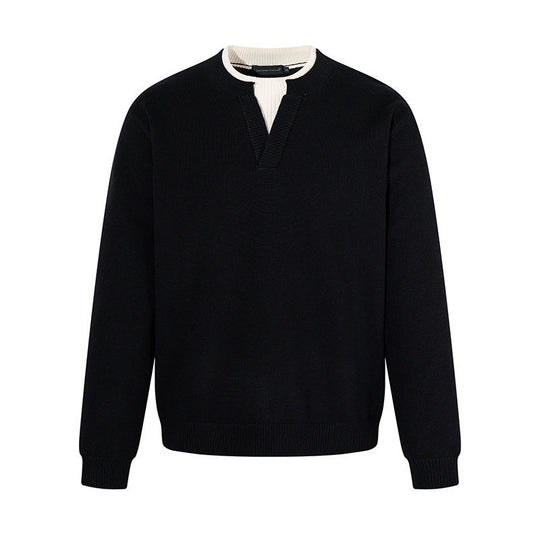 Herren Feinstrick-Pullover mit V‑Schlitzkragen und Rippabschluss Nord Taschen