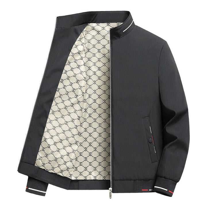 Men's  patterned-lined funnel-collar zip-up casual jacket Nord Taschen