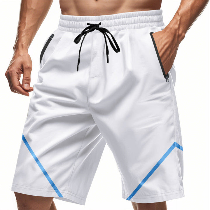 Herren nan atmungsaktive Trainingsshorts mit Reißverschlusstaschen und elastischem Tunnelzugbund