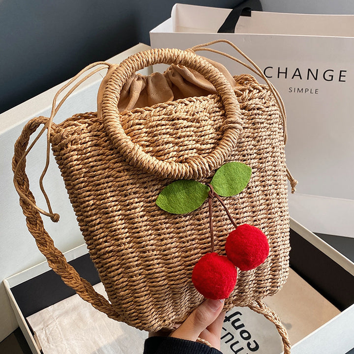 Damen Jute-Tasche mit fruchtigem Kirschmotiv Nord Taschen