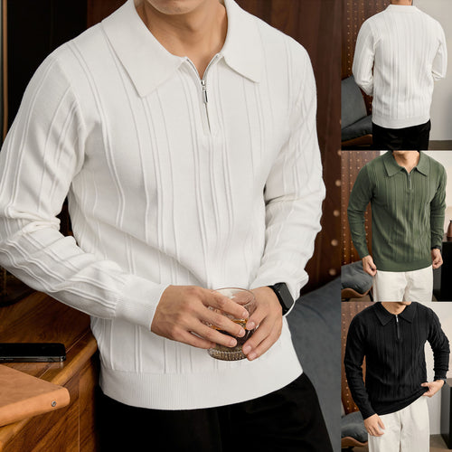 Herren Modischer Grobstrickpullover mit Reißverschluss Nord Taschen