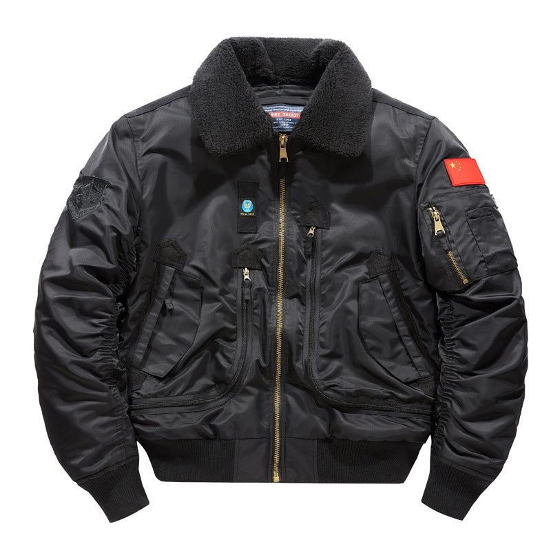 Herren Piloten‑Bomberjacke mit Teddykragen und multifunktionalen Organizer‑Taschen Nord Taschen