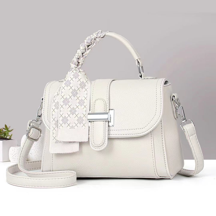 Damen modische Handtasche mit geflochtenem Griff und abnehmbarem Schal Nord Taschen