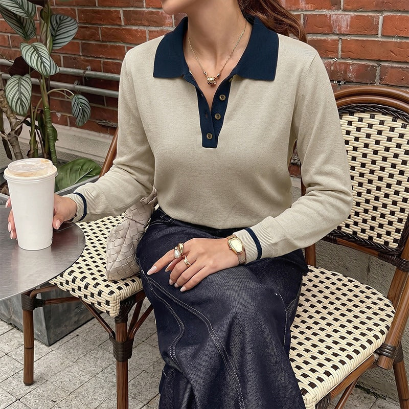 Damen Modischer Pullover mit Knopfleiste Nord Taschen