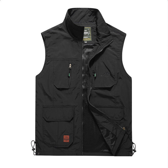 Herren Multifunktionale Outdoor‑Weste mit Mesh‑Futter, Reißverschluss‑Taschen und verstellbarem Saum Nord Taschen