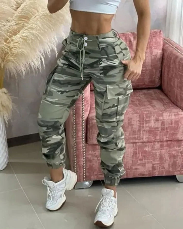 Damen Freizeithose mit Cargo-Taschen und elastischem Bund