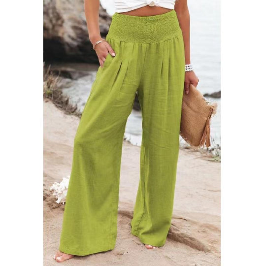 Damen Weit geschnittene Sommerhose mit elastischem Bund und luftiger Passform