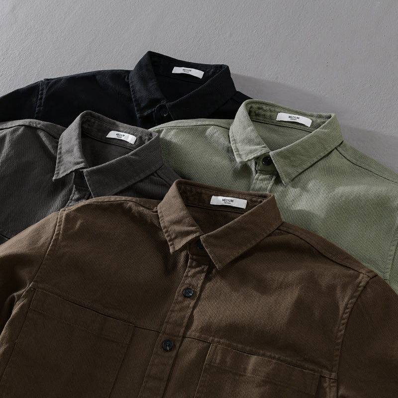 Herren Overshirt-Hemd aus strukturiertem Baumwoll-Twill mit aufgesetzten Brusttaschen und relaxed Fit Nord Taschen