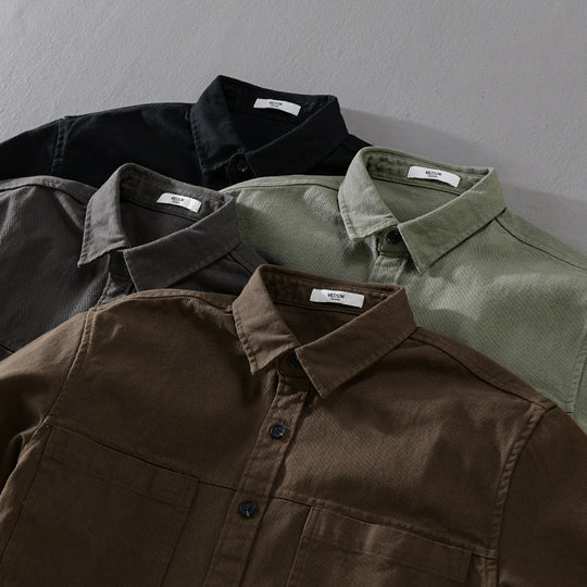 Herren Overshirt-Hemd aus strukturiertem Baumwoll-Twill mit aufgesetzten Brusttaschen und relaxed Fit Nord Taschen