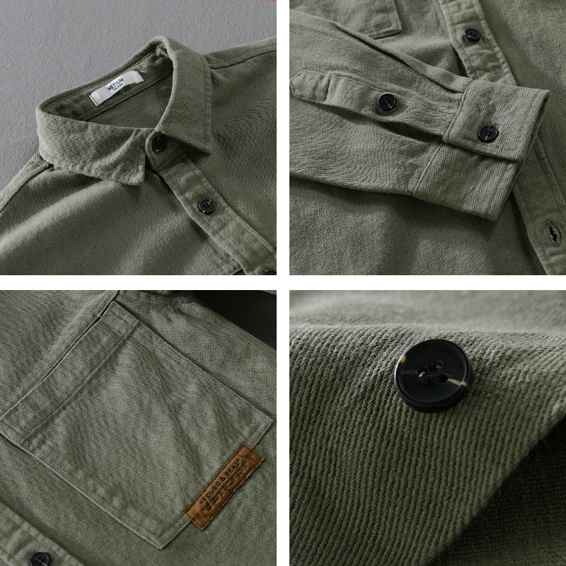 Herren Overshirt-Hemd aus strukturiertem Baumwoll-Twill mit aufgesetzten Brusttaschen und relaxed Fit Nord Taschen