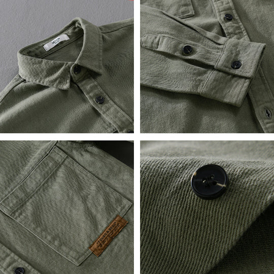 Herren Overshirt-Hemd aus strukturiertem Baumwoll-Twill mit aufgesetzten Brusttaschen und relaxed Fit Nord Taschen