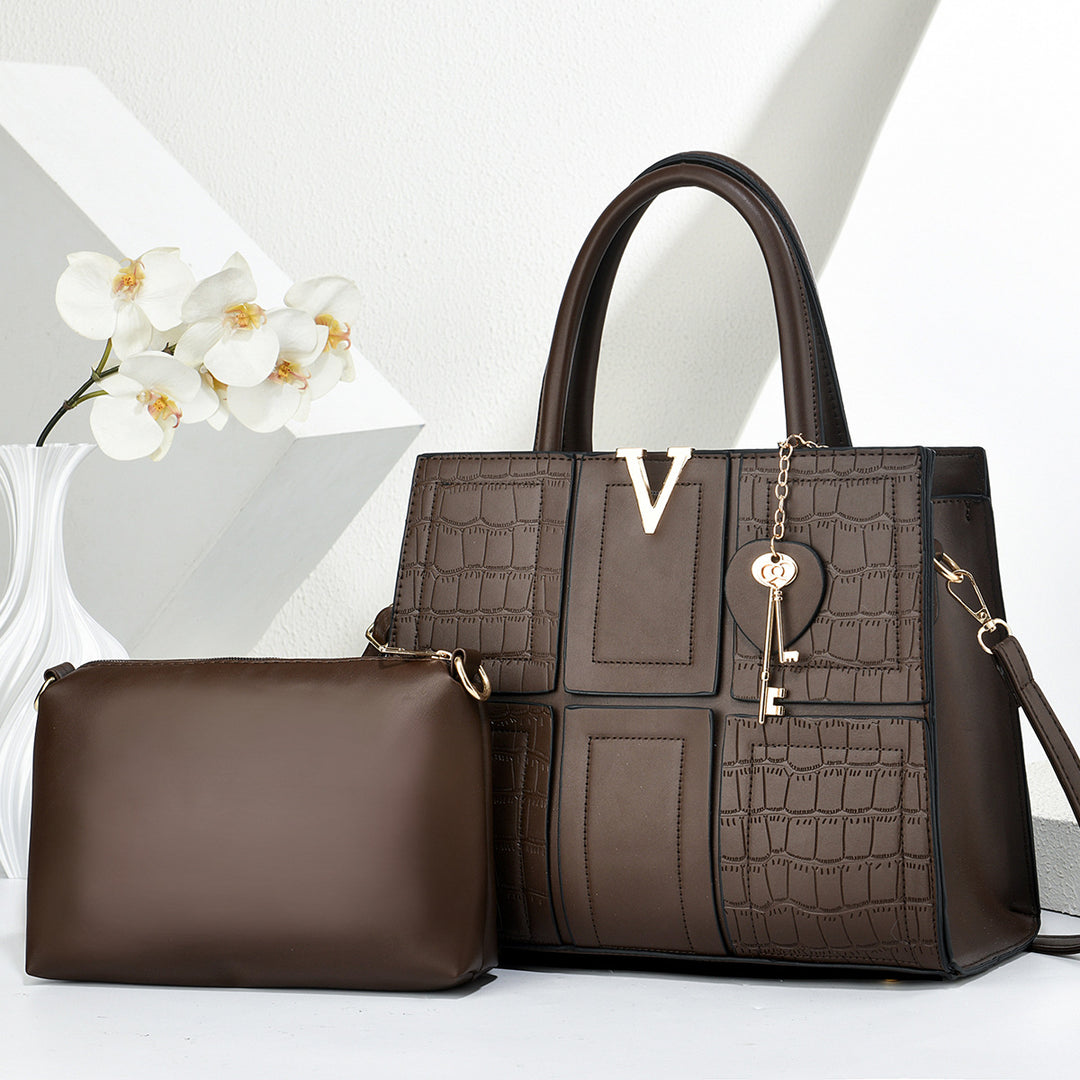 Damen Handtasche mit eleganter Kroko-Prägung und abnehmbarer Kosmetiktasche Nord Taschen