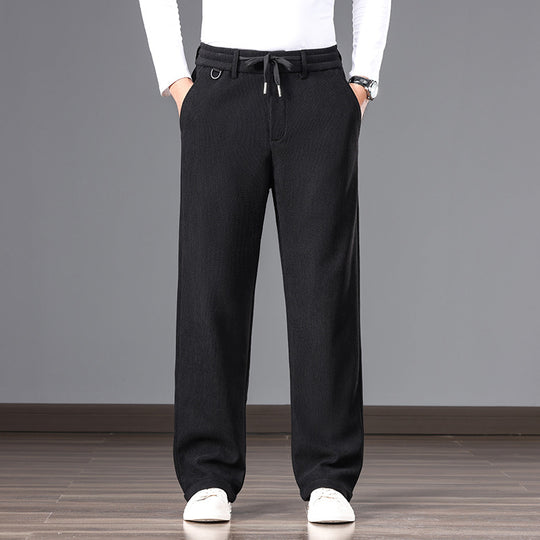 Herren Lässige Relaxed-Fit Baumwoll-Mix Freizeithose mit Kordelzug und geradem Bein Nord Taschen