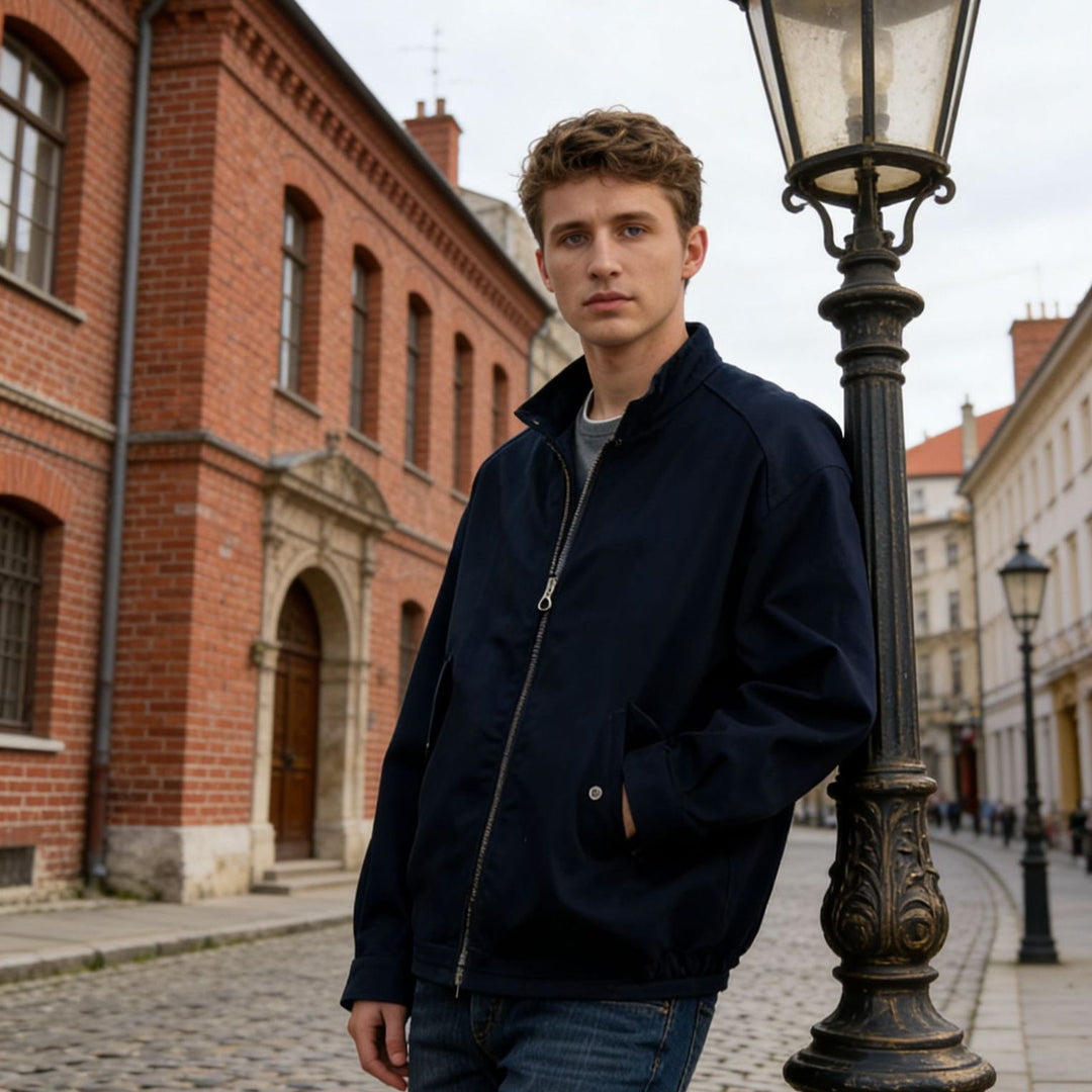 Herren Moderner Blouson mit Stehkragen, Zweiwege-Reißverschluss und elastischem Saum Nord Taschen