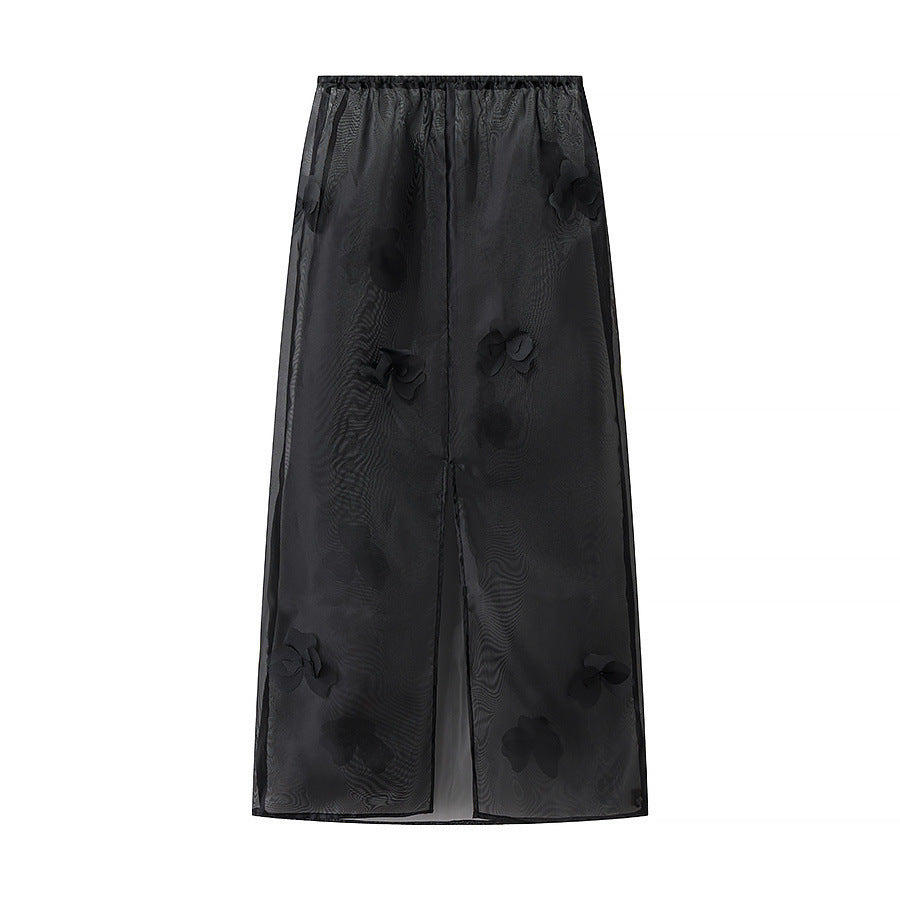 Damen Transparenter Organza-Unterrock mit elastischem Bund und 3D‑Blütenapplikation Nord Taschen