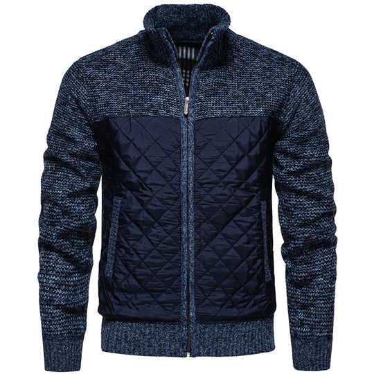 Herren Gestepptes Hybrid-Strickjacke mit Stehkragen und durchgehendem Reißverschluss Nord Taschen