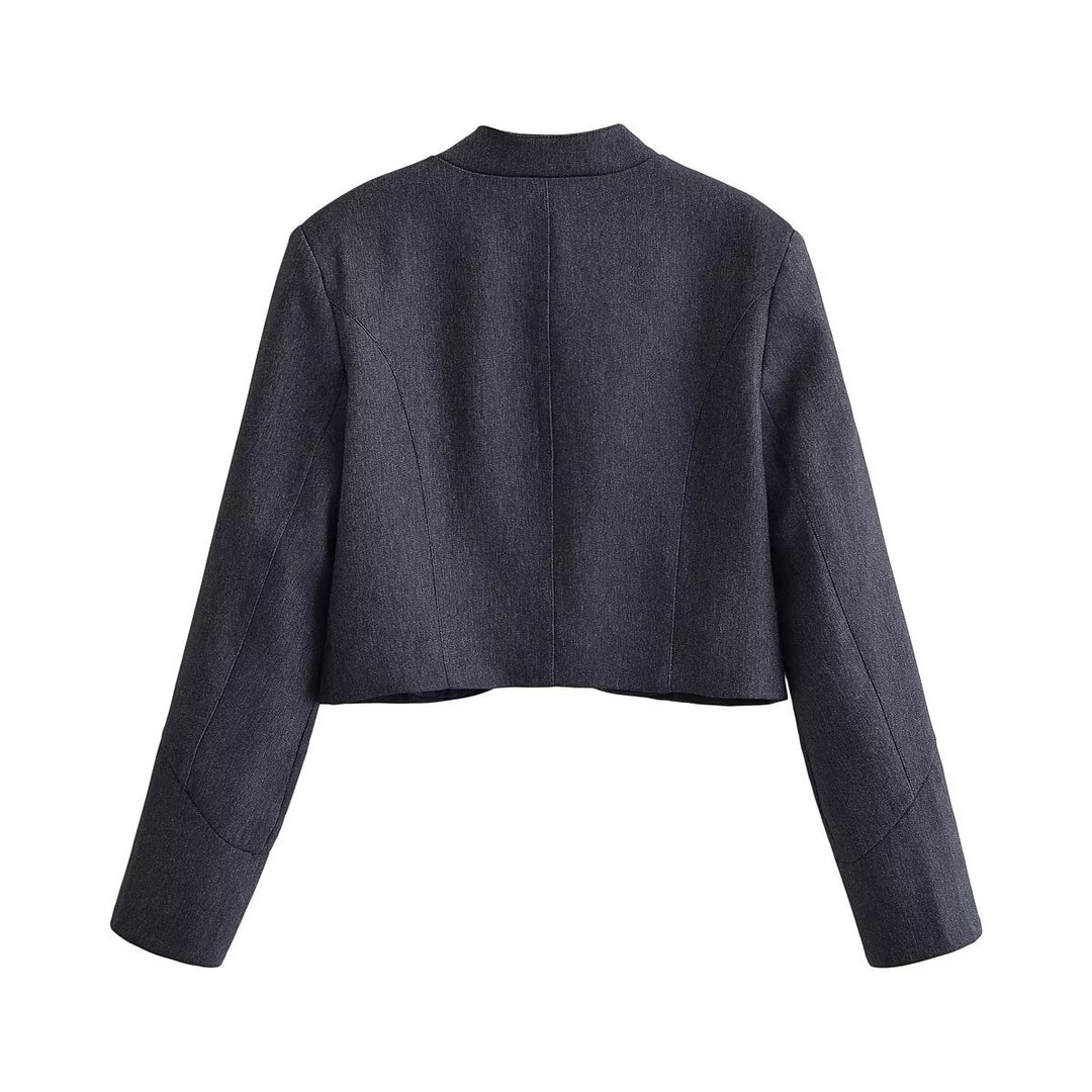Damen Cropped‑Blazer im Bolero‑Stil mit Spitzenbordüre und Zierknöpfen Nord Taschen