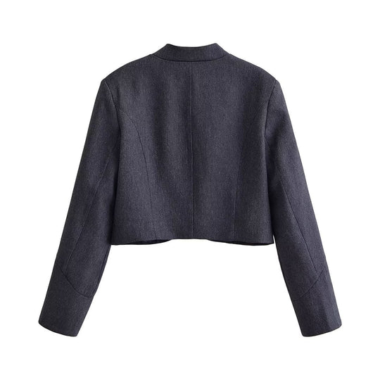 Damen Cropped‑Blazer im Bolero‑Stil mit Spitzenbordüre und Zierknöpfen Nord Taschen